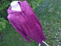 Nowa tunika długa bluza z kapturem fioletowa różowa welurowa S M L