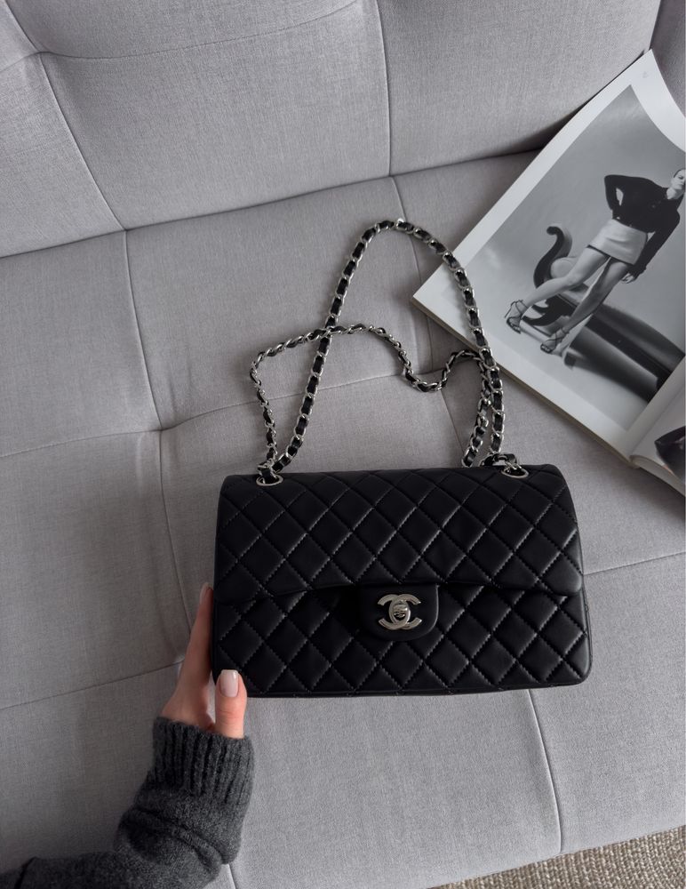 Сумка Chanel шкіра | чорна | срібна фурнітура