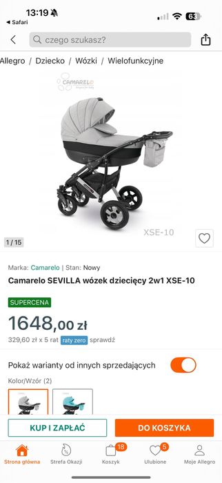 Wozek 2w1 gondola z spacerowka sevilla
