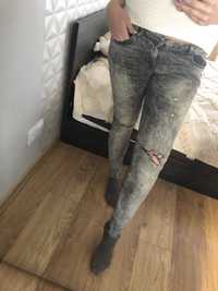 Spodnie MOHITO jeans dzins marmurkowe rock czarne XL 42