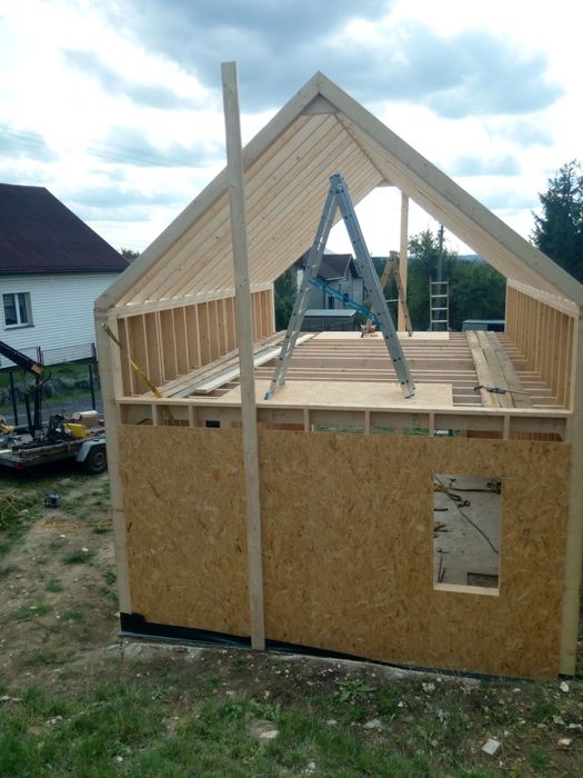 Promocja nowoczesna stodoła, szkielet drewniany certyfikat c24 domek l