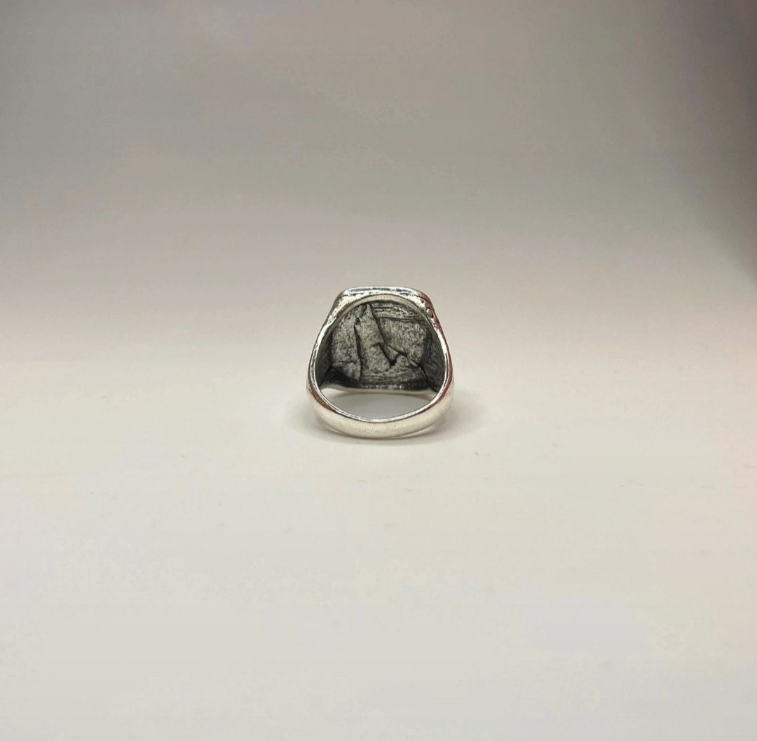 TANIO! Sygnet pierścionek ring obrączka czaszka srebrny czarny kwadrat