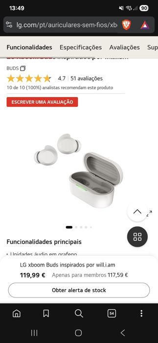 LG xboom buds novos