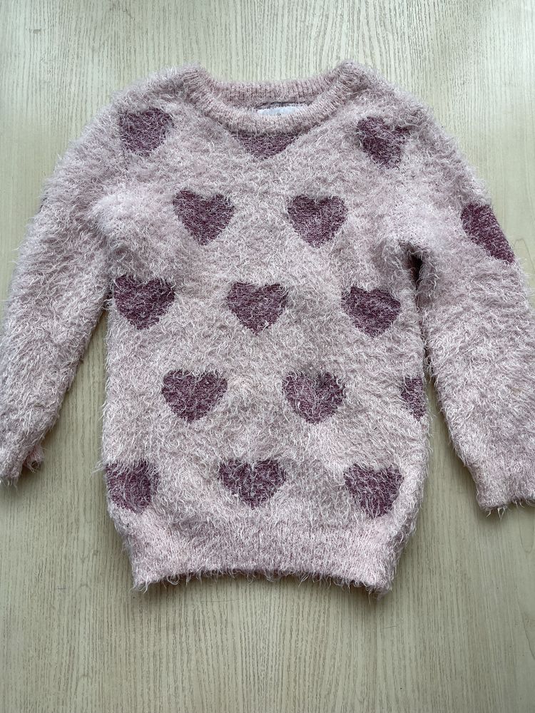 Детский пушистый свитер для девочки белый на 2-4г,5-6л олень