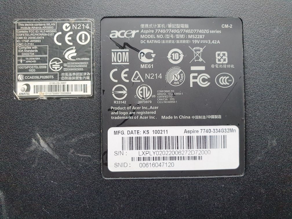 Acer Aspire 7740 Samsung LTN173KT03