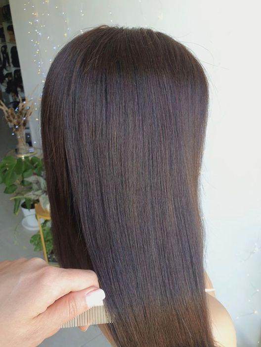 Peruka z włosów naturalnych Megan ciemny brąz lace front