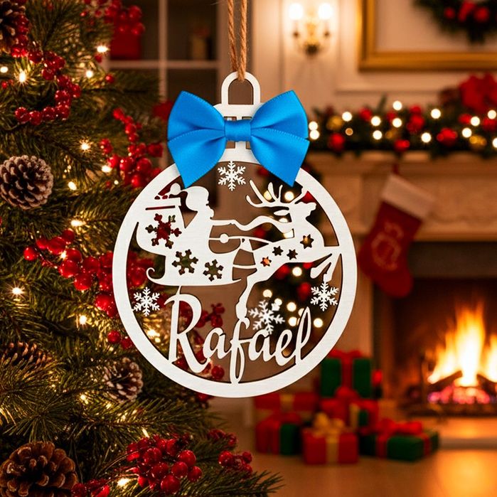 Bolas de Natal em Madeira Personalizadas com Nome – para Presente”