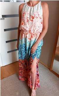 H&M piękna długa zwiewna sukienka maxi boho M/L