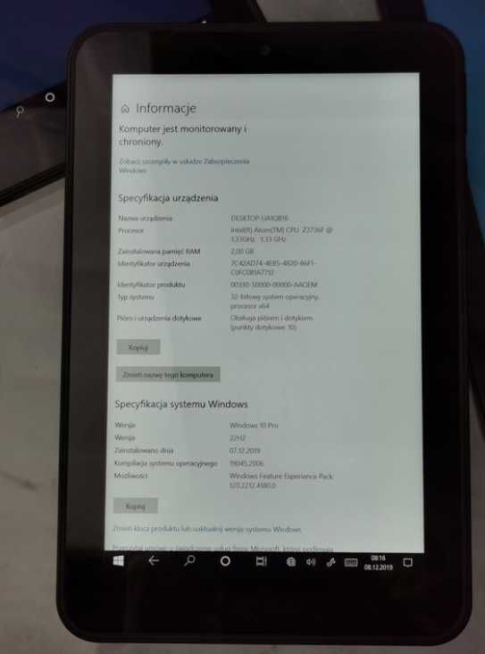 Tablet HP Pro 408 2/32GB Windows 10 Gwarancja