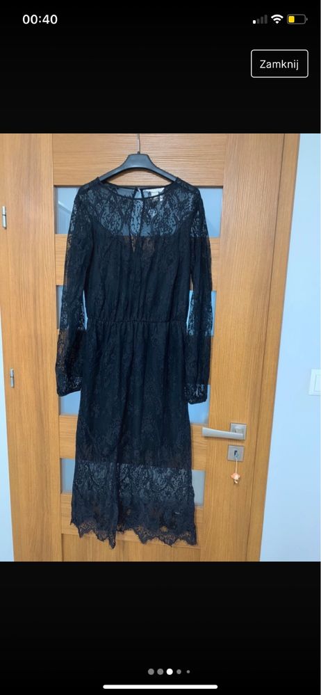 Czarna koronkowa sukienka M