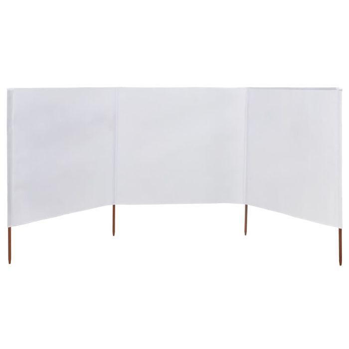 vidaXL Parawan 3-skrzydłowy z tkaniny, 400x80 cm, piaskowy biały