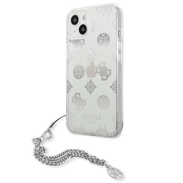 Etui Guess Peony Chain do iPhone 13 Mini 5,4" - Srebrne