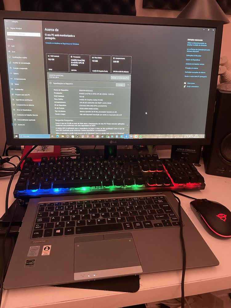 Notebook i5, 16 ram + monitor + teclado e rato gamer