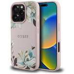 Etui Guess Grained Printed Flower Pattern MagSafe do iPhone 16 Pro róż