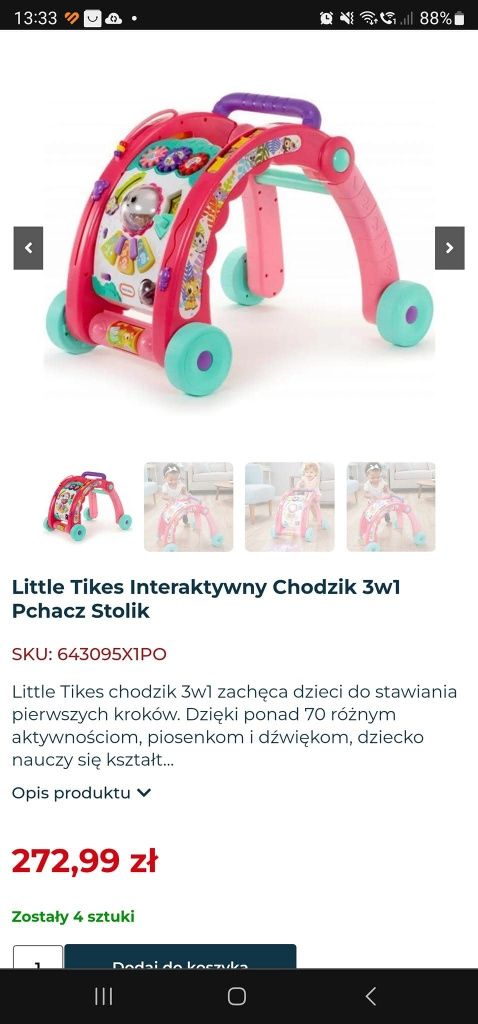 Interaktywny Pchacz, chodzik i stolik 3w1