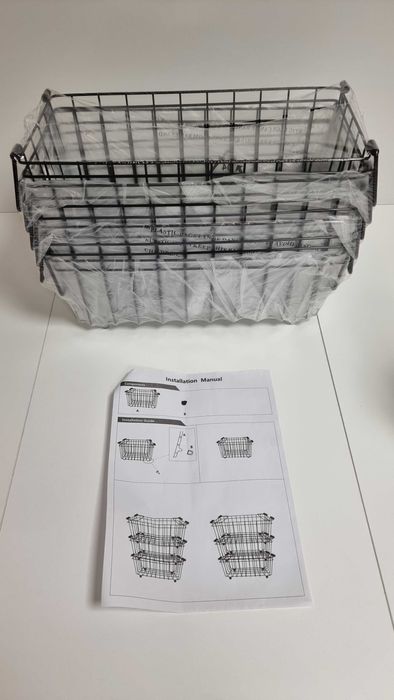 Zestaw 5 metalowych koszy piętrowych czarne organizery domowe