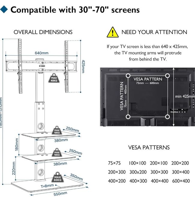 Bontec Uchwyt Stojak na TV z pólkami