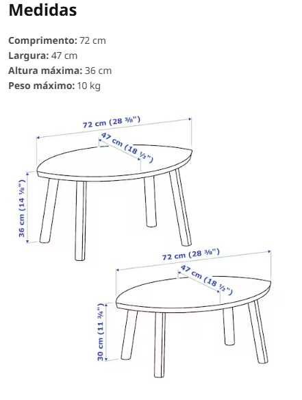 Mesas de centro encaixar Ikea Stockholm, conj. 2, chapa de nogueira
