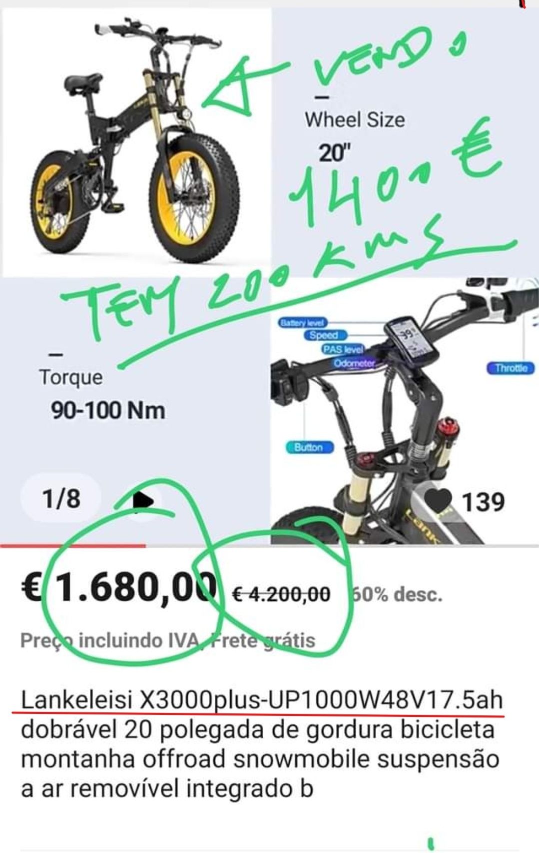 Bicicleta eléctrica dobrável Fat Tires