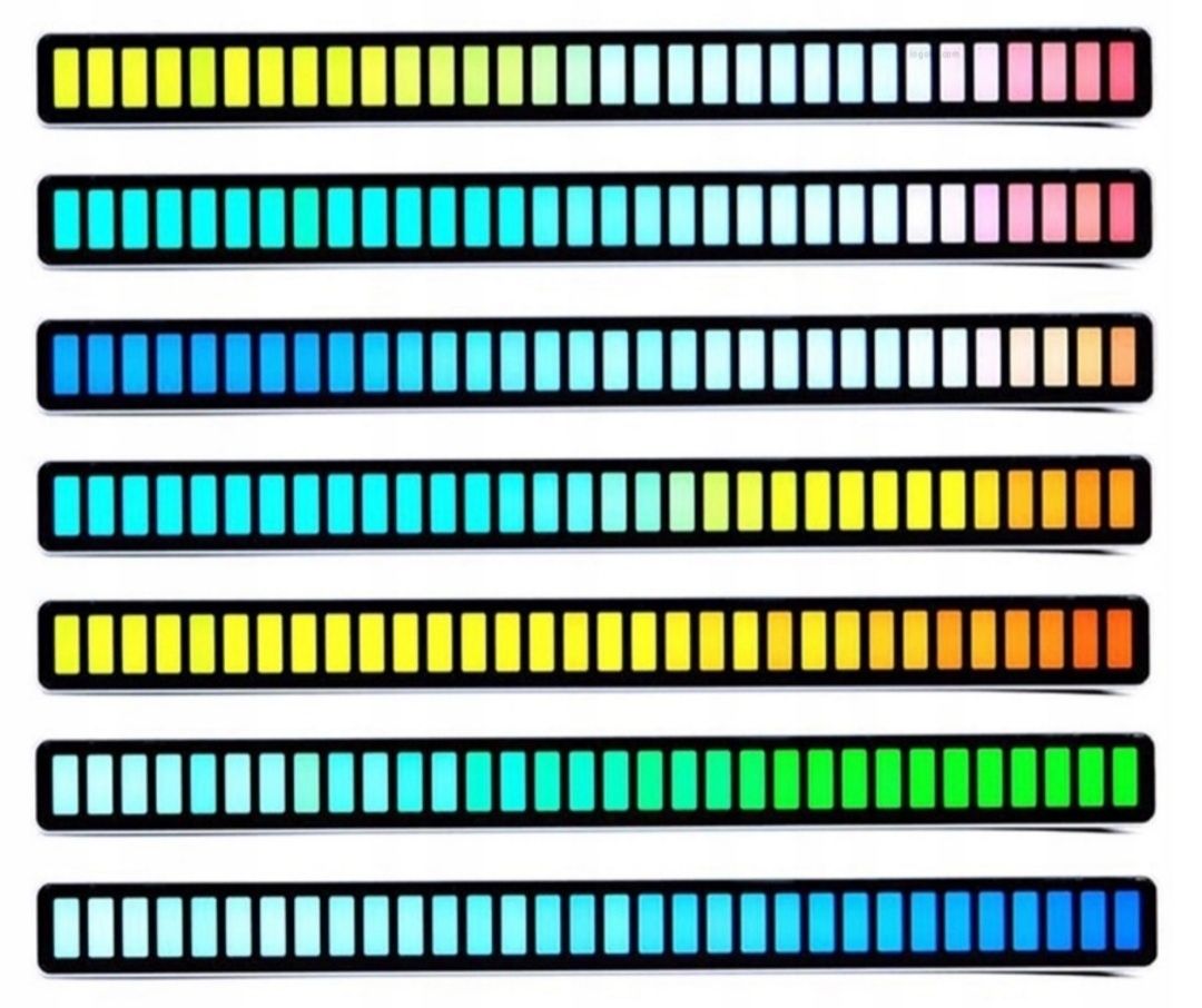 Panel LED RGB Equalizer Pasek Kontrola Dźwięku USB Bluetooth