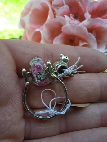 Pandora dwa charmsy plus pierścionek srebro