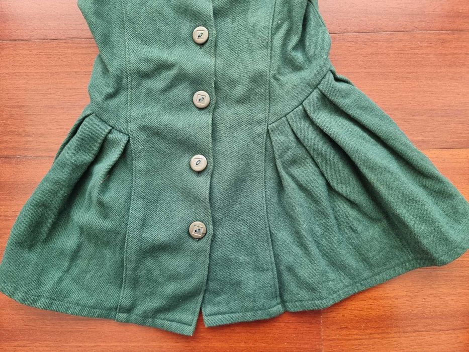 Vestido quentinho verde escuro sem mangas, 24 meses