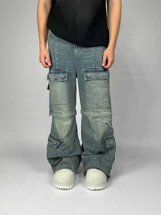 Джинси Balenciaga Cargo faded baggy штани archive синие джинсы сині