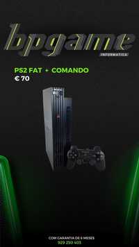 PS2 FAT + Comando USADA COMO NOVA.