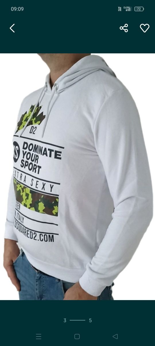 Dsquared bluza biała z kapturem r.M,XL,XXL