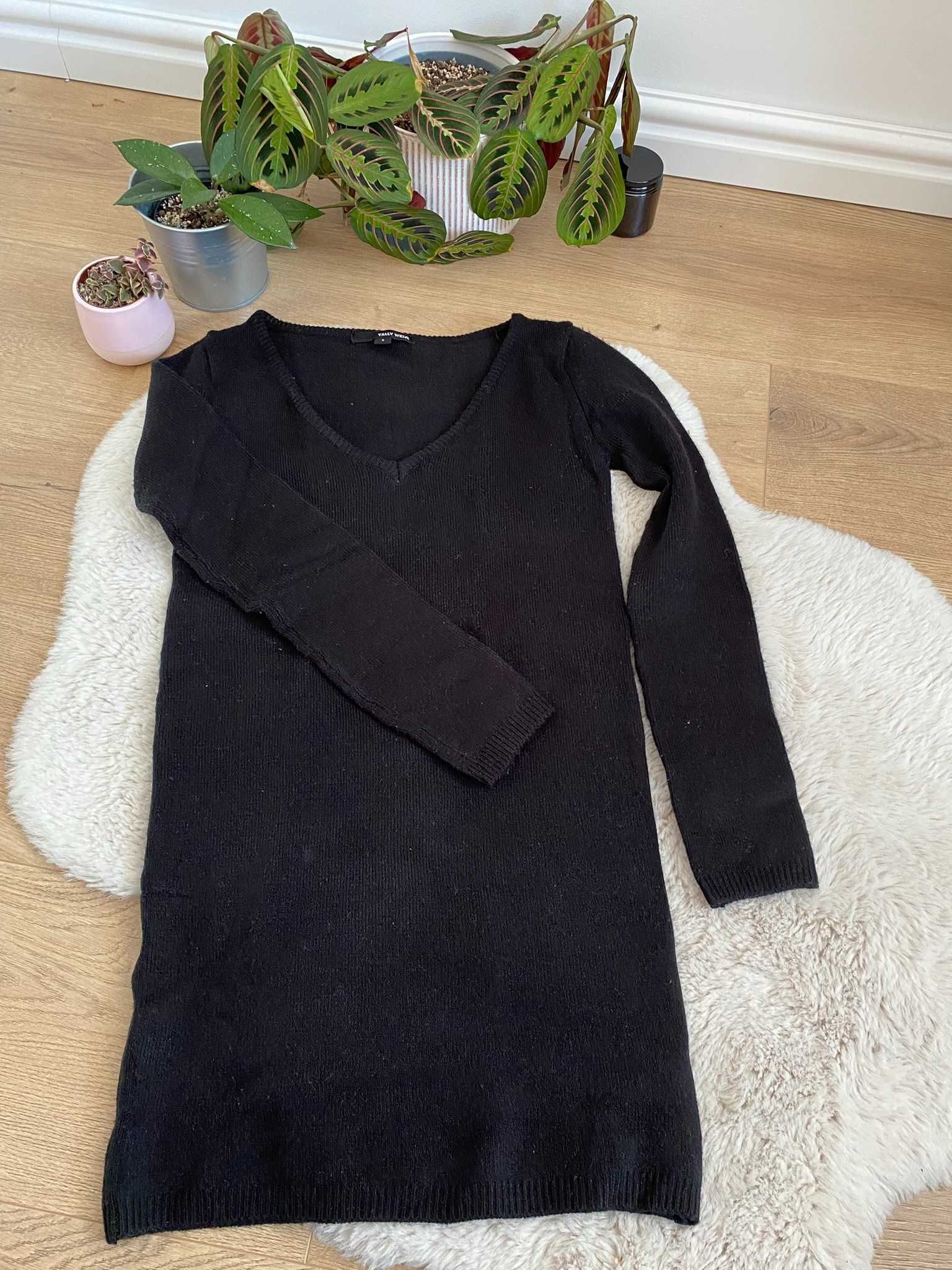 Czarna elegancka swetrowa sukienka rozmiar S Tally Weijl
