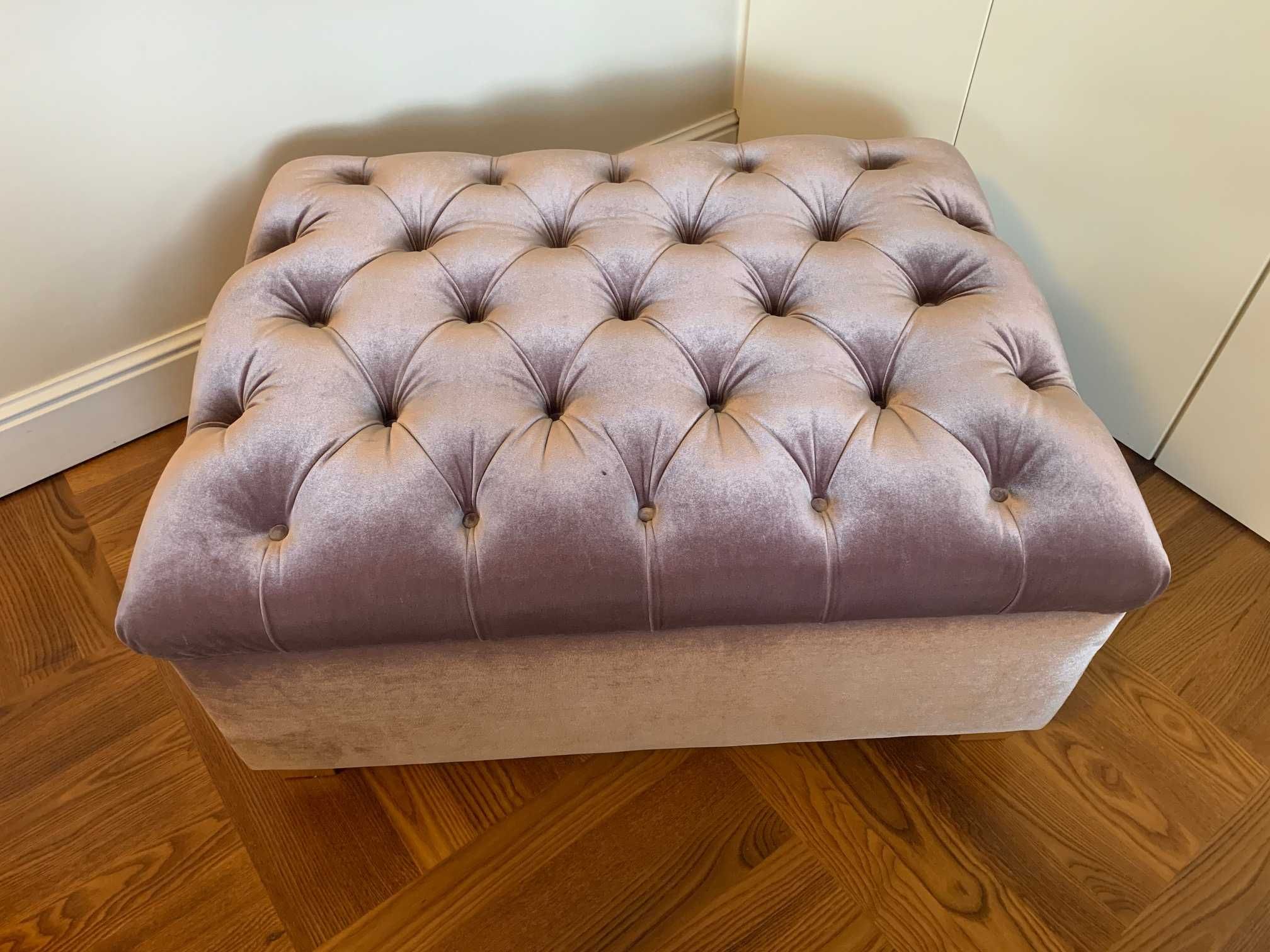 Pufa ławka sofa pikowana otwierana z pojemnikiem, glamour