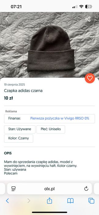 Czapka Adidas czarna