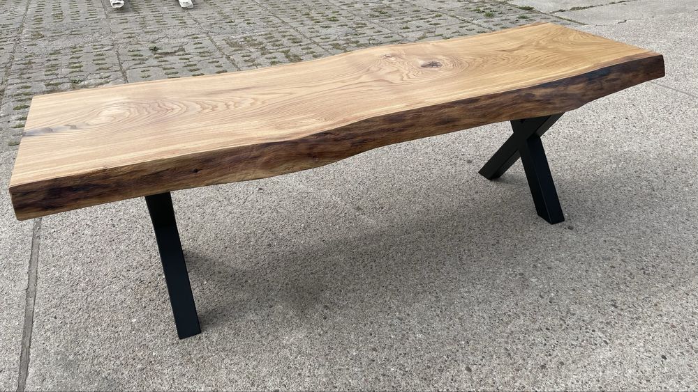 Stół dębowy, monolit z naturalną krawędzią 240x87