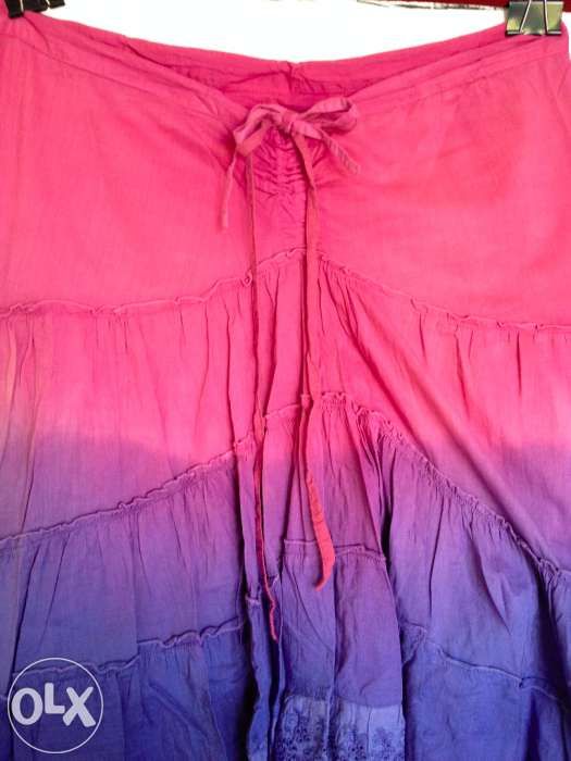 Fioletowo rozowa spódnica rozkloszowana 38 40