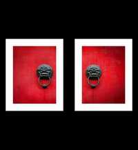 Plakaty bez Ram, Czerwone Chińskie Drzwi z Kołatkami