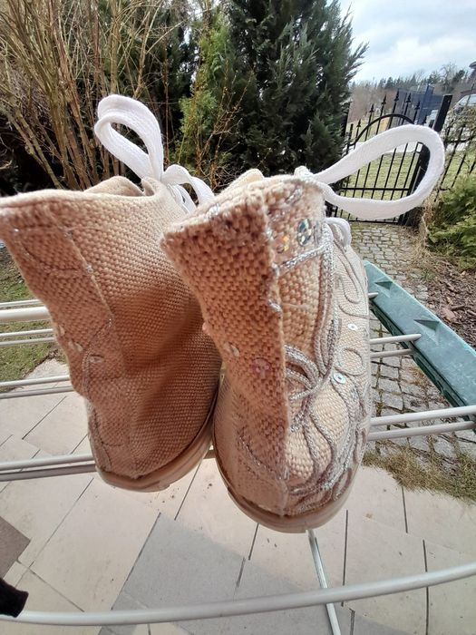 Trampki z juty z cekinami 41