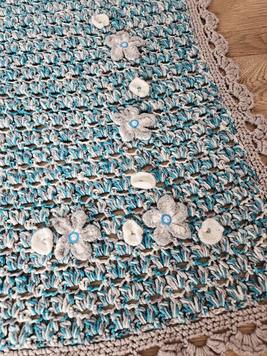 Kocyk dla niemowlaka dziecięcy szydelkowy handmade