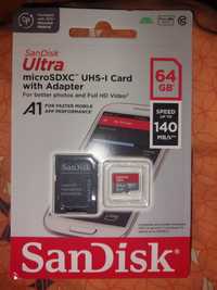 Karta pamięci SD SanDisk 64GB + adapter, nowa