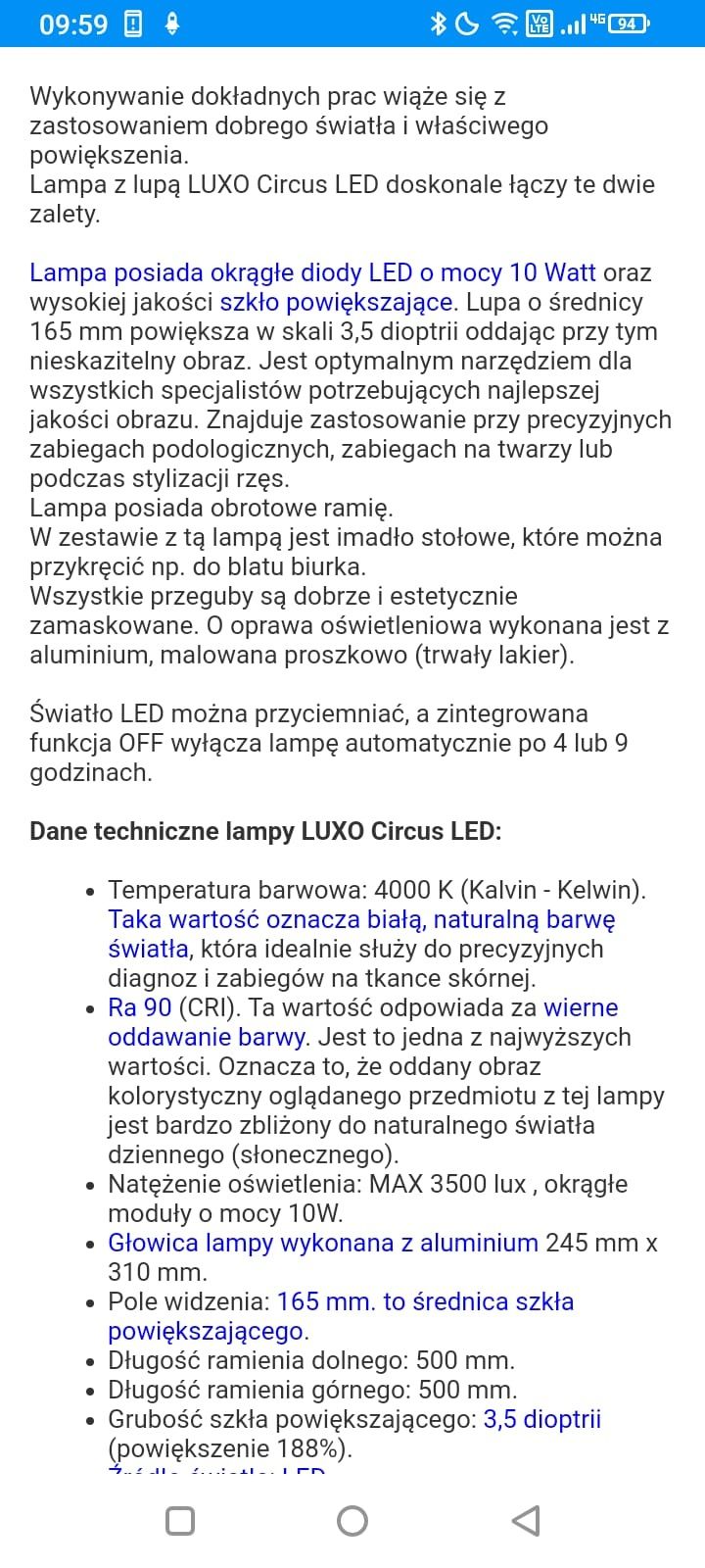 Lampa z lupą luxo Circus led