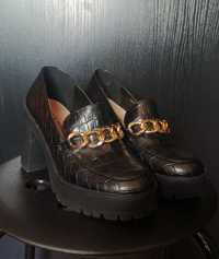 Czarne mokasyny loafers wysokie London Rebel