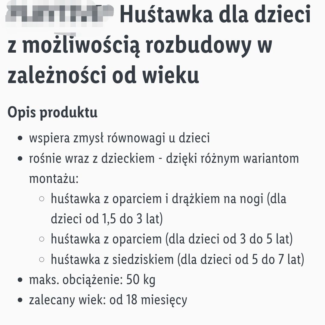 Huśtawka dziecięca  3 w 1 z mocnego tworzywa sztucznego