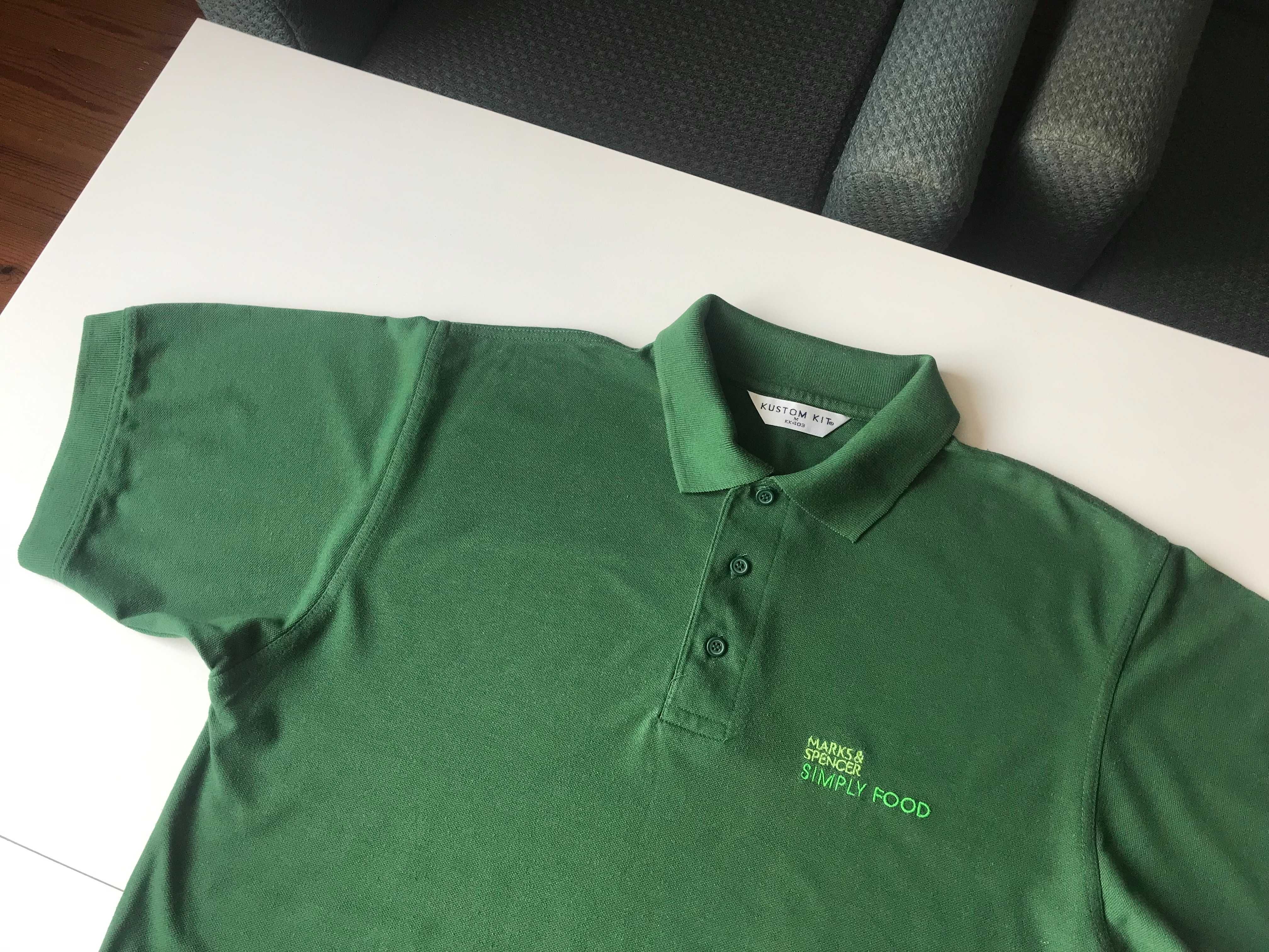 Marks&Spencer vintage koszulka polo zielona na krótki rękaw M L  M&S