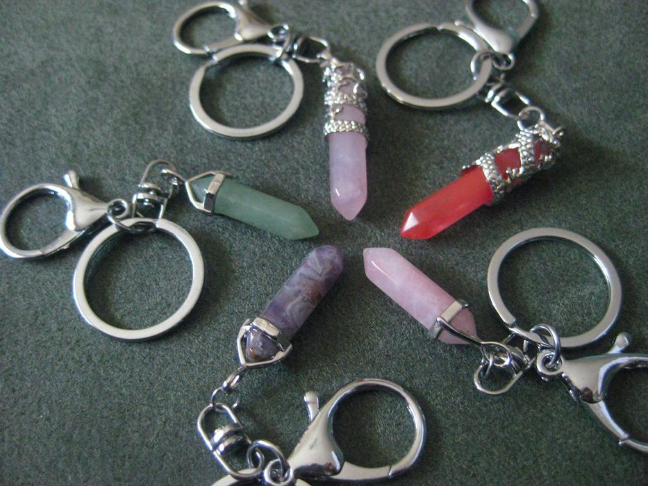 Porta Chaves Pedra Energia Rosa ou Verde NOVO