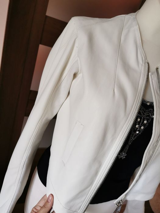 Kurtka Twinset skóra eco skórzana biała 36 S 38 M katana narzutka