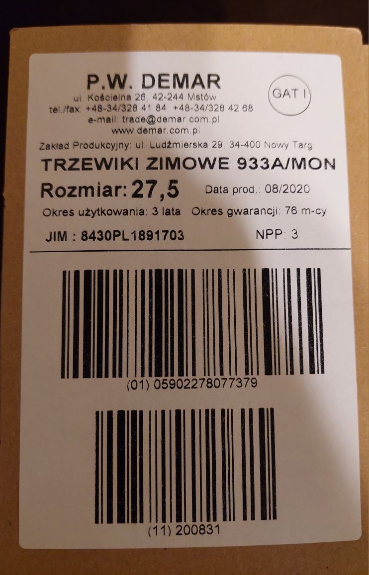 BUTY wojskowe brąz wz.933A/MON DEMAR rozm. 27,5