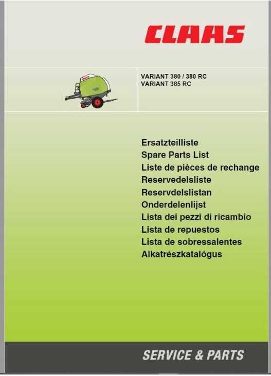Katalog części prasa CLAAS VARIANT 380 385 RC