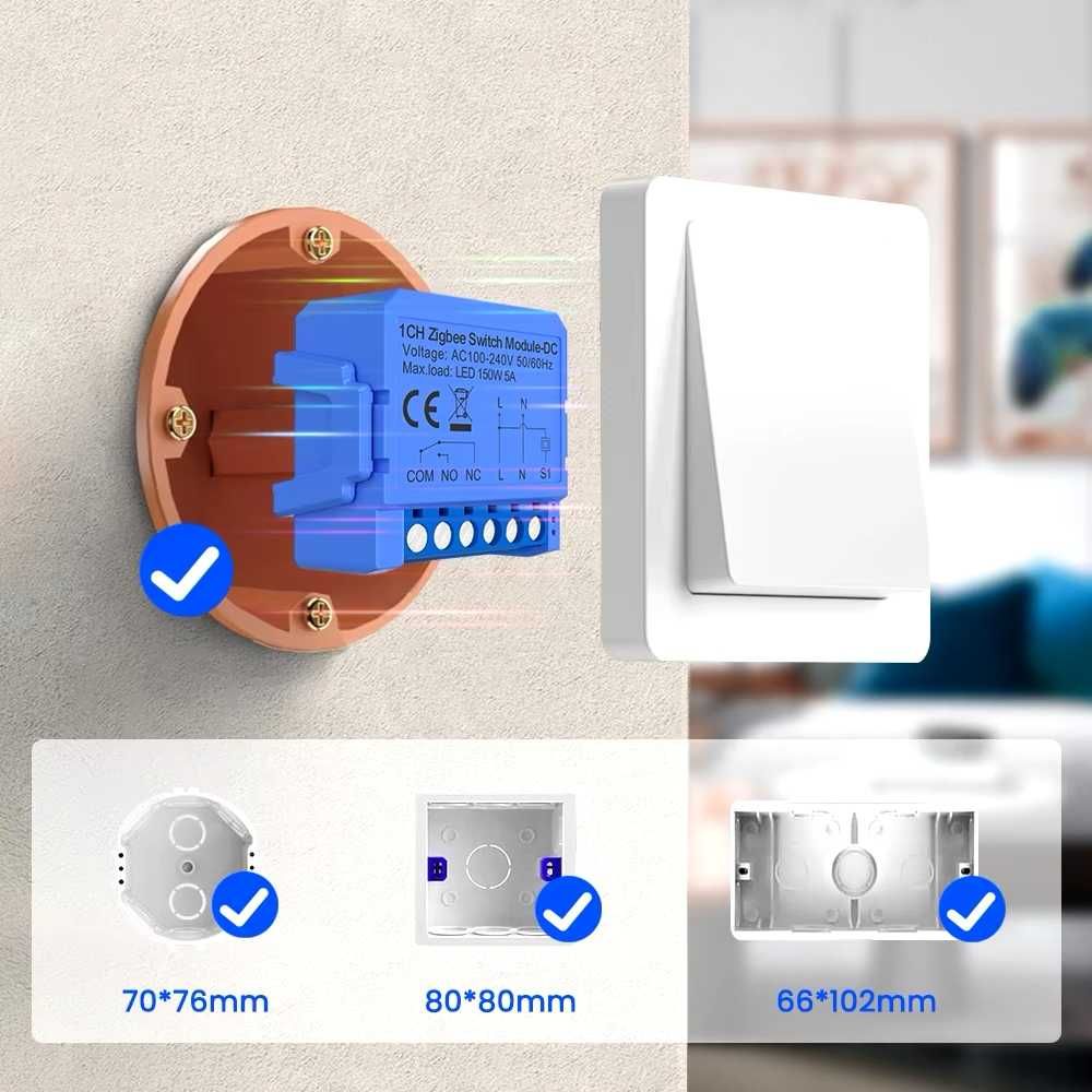 AVATTO Tuya ZigBee inteligentny moduł suchy kontakt AC 100-240V