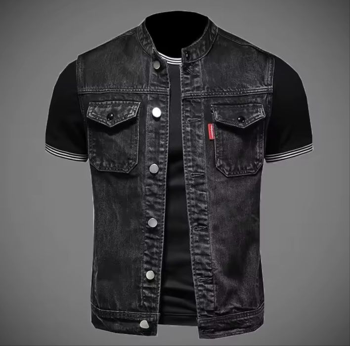 Жилетка джинсова чоловіча чорна, розмір М