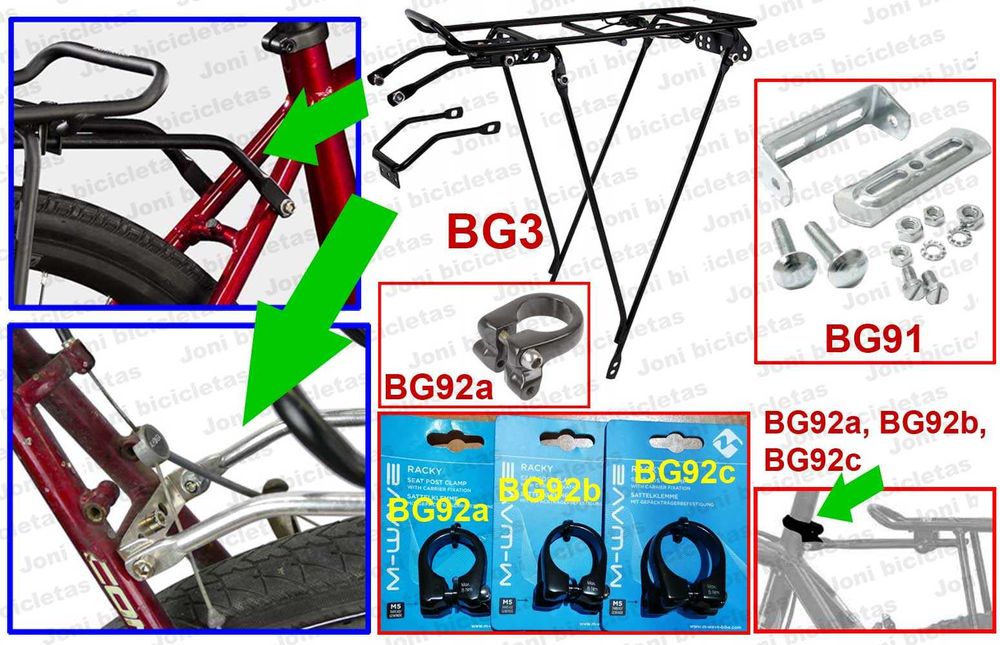 Bagageira/porta alforges de bicicleta (roda 26/28)