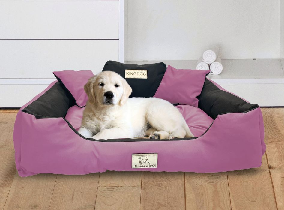 legowisko dla psa kojec 100x75 cm personalizowane wodoodporne różowe